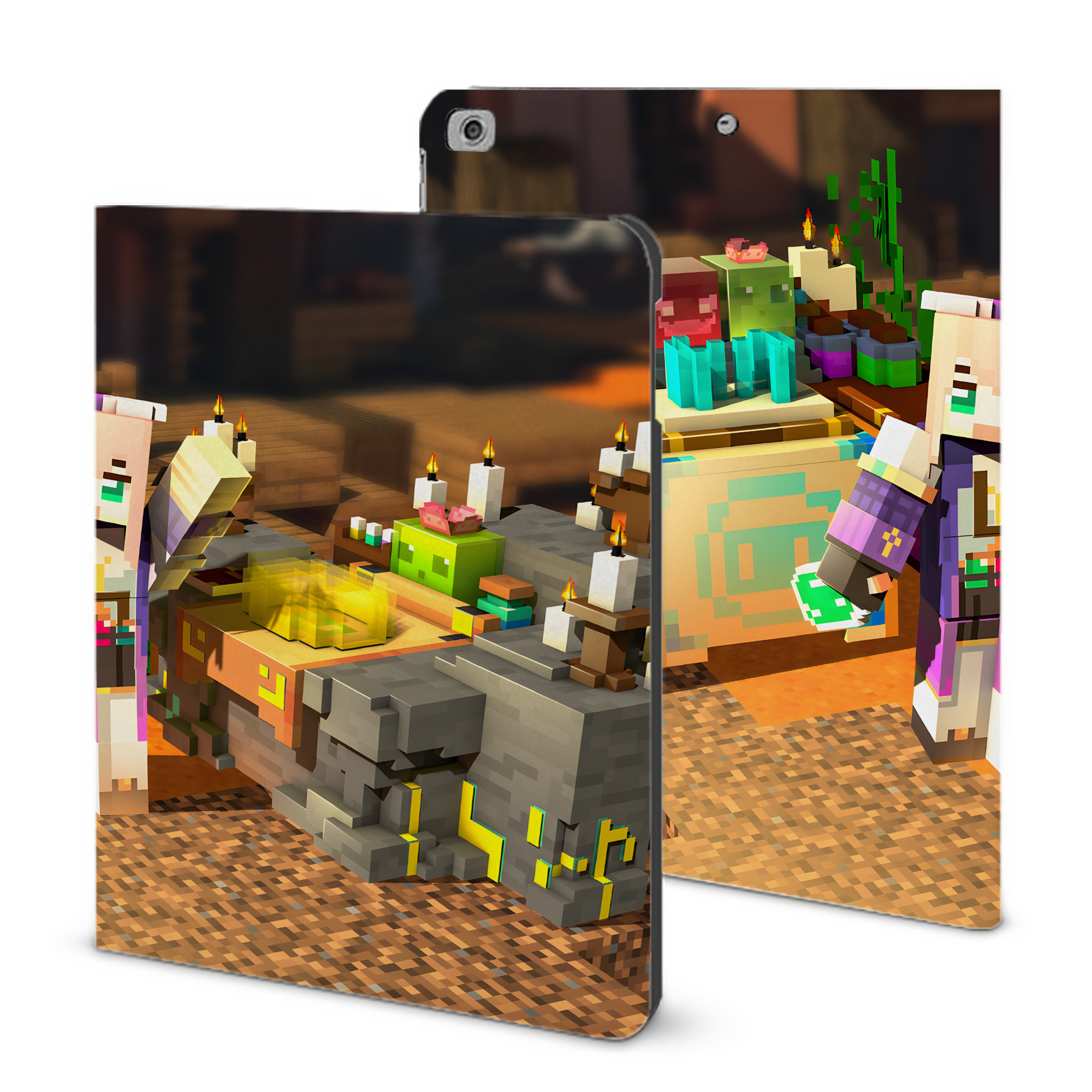 （画像用） マインクラフト ブロックの世界 Minecraft MC Block world IPad ケース ブック型 PUレザー TPU 耐衝撃 軽量 薄型 ペン収納なし 全面保護 IPad 各モデル対応